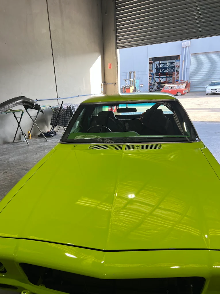 Lime green classic Holden muscle car — completed full respray and polish by M&Z
